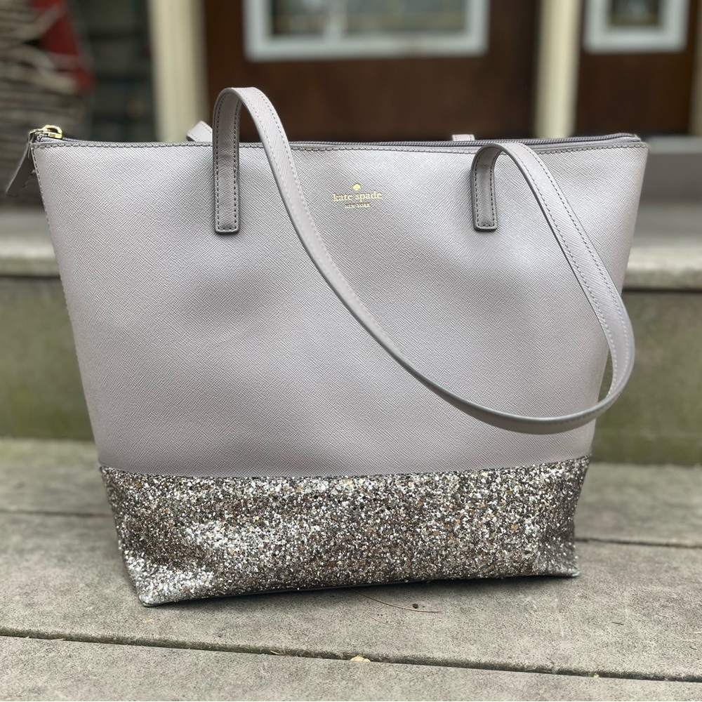 Kate Spade Gray and Silver Tote Bag